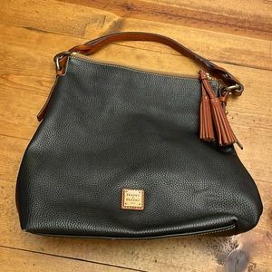 Dooney & Bourke black and brown pebble grain shoulder bag with dust bag